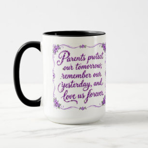 Eltern schützen unsere Zukunft Lila Blumen Zitat Tasse