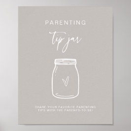 Eltern Tipp Jar Sign Baby Shower Game Decor F201 Poster