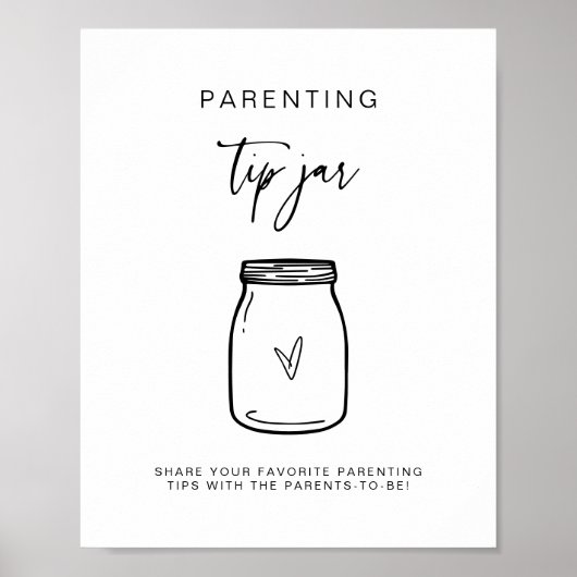 Eltern Tipp Jar Sign Baby Shower Game Decor F201 Poster (Vorne)