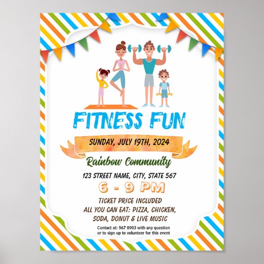 Eltern und Kinder Fitness Spaß Nacht Flyer Poster (Vorne)