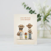 Eltern und Schulkid Postkarte (Stehend Vorderseite)