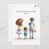 Eltern und Schulkid Postkarte (Vorne/Hinten)