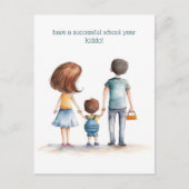Eltern und Schulkid Postkarte (Vorderseite)