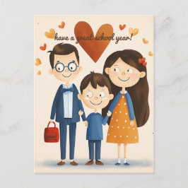 Eltern und Schulkid Postkarte