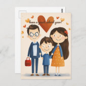 Eltern und Schulkid Postkarte (Vorne/Hinten)