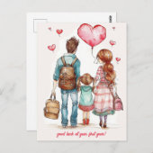 Eltern und Schulkid Postkarte (Vorne/Hinten)