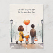 Eltern und Schulkid Postkarte (Vorderseite)