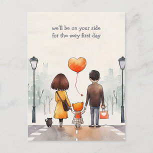 Eltern und Schulkid Postkarte