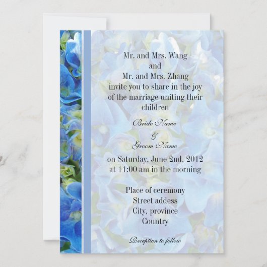 Eltern von Braut und Groom, Einladung zur Hochzeit (Vorderseite)