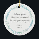 Eltern von the Groom Ornament Gift - Beach Blue<br><div class="desc">Einfach und sweet keepsake "eltern of the groom" ornament gift. The artwork is simple and elegant with a wreath of natural blues and greens, while the text is from the heart. Beachy, einfach, natural vibe, great gift for groom to give his eltern the day before the wedding or on the...</div>