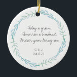 Eltern von the Groom Ornament Gift - Beach Blue<br><div class="desc">Einfach und sweet keepsake "eltern of the groom" ornament gift. The artwork is simple and elegant with a wreath of natural blues and greens, while the text is from the heart. Beachy, einfach, natural vibe, great gift for groom to give his eltern the day before the wedding or on the...</div>