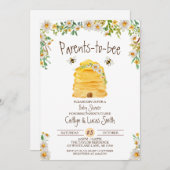 Eltern-zu-Biene, Baby-Dusche für Hummeln Einladung (Vorne/Hinten)
