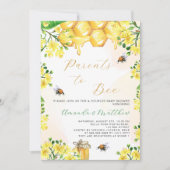 Eltern zu gelben Blumen Baby Dusche Einladung (Vorderseite)