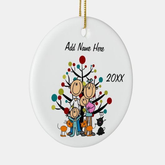 Eltern, zwei Kinder, drei Katzen Ornament (Rechts)