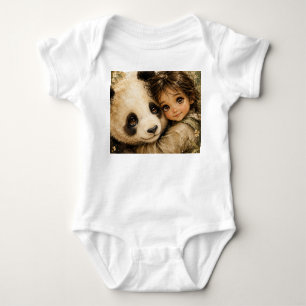 Elternpanda und süßes, kuschelndes Kind Baby Strampler