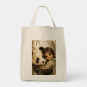 Elternpanda und süßes, kuschelndes Kind Tragetasche (Rückseite)