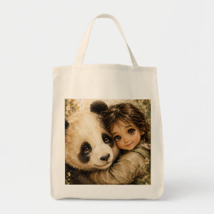 Elternpanda und süßes, kuschelndes Kind Tragetasche