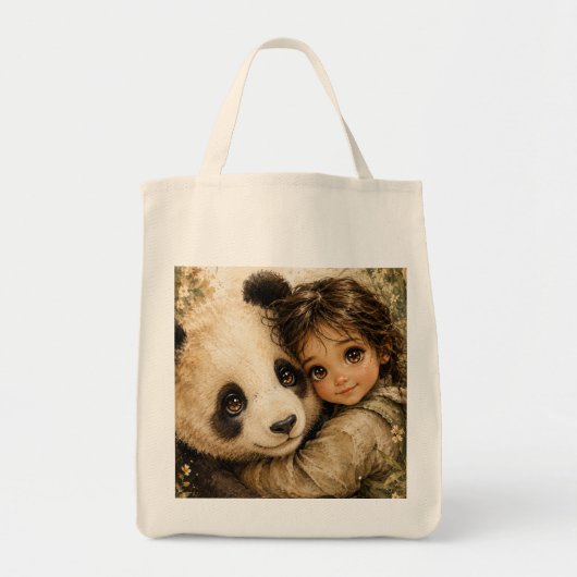 Elternpanda und süßes, kuschelndes Kind Tragetasche (Vorne)