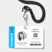Elternpflegerin ID Blue Foto Template Ausweis (Vorderseite mit Lanyard)
