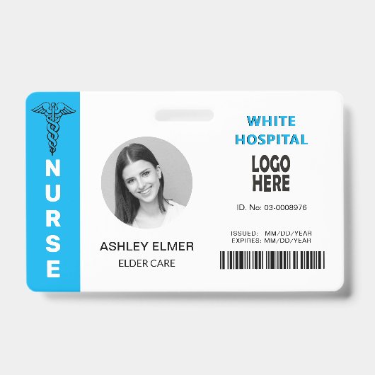 Elternpflegerin ID Blue Foto Template Ausweis (Vorderseite)