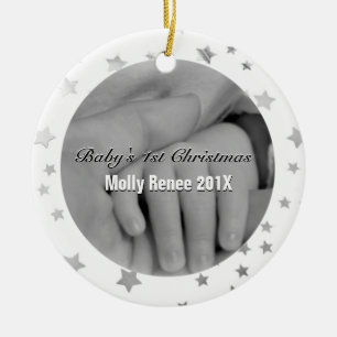 Elternteil-Hände des Babys personalisierte 1. Keramik Ornament