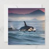 Elternzeit: Mama und Baby Orcas im Ozean, Einladung (Vorderseite)