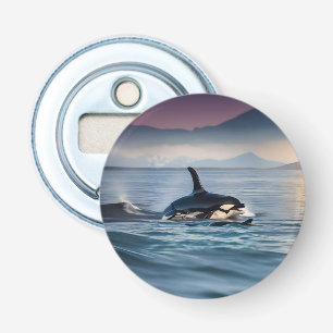Elternzeit: Mama und Baby Orcas im Ozean, Flaschenöffner