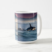 Elternzeit: Mama und Baby Orcas im Ozean, Kaffeetasse (VorderseiteRechts)