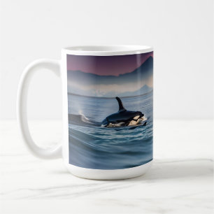 Elternzeit: Mama und Baby Orcas im Ozean, Kaffeetasse