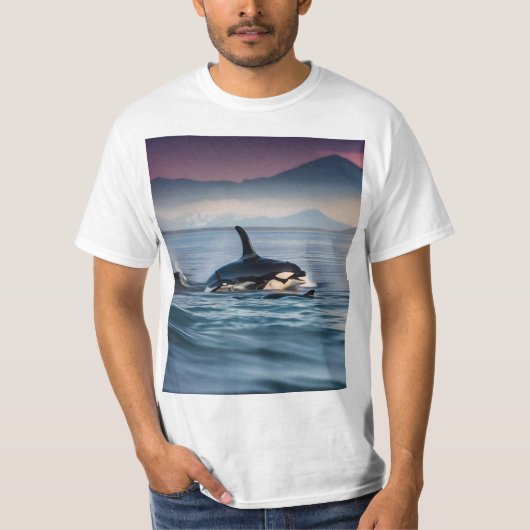 Elternzeit: Mama und Baby Orcas im Ozean, T-Shirt (Vorderseite)