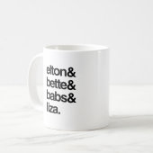 Elton Bette Babs und Liza Kaffeetasse (Vorderseite Links)
