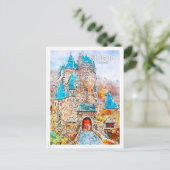 Eltz Castle Germany Travel Watercolor Sketch Postkarte (Stehend Vorderseite)