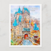 Eltz Castle Germany Travel Watercolor Sketch Postkarte (Vorderseite)