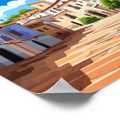 Elvas Portugal Vintage Reise Illustration Poster (Ecke)