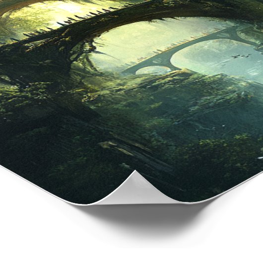 Elven Citadel Twilight - Epic Fantasy Castle Wine  Poster (Ecke)