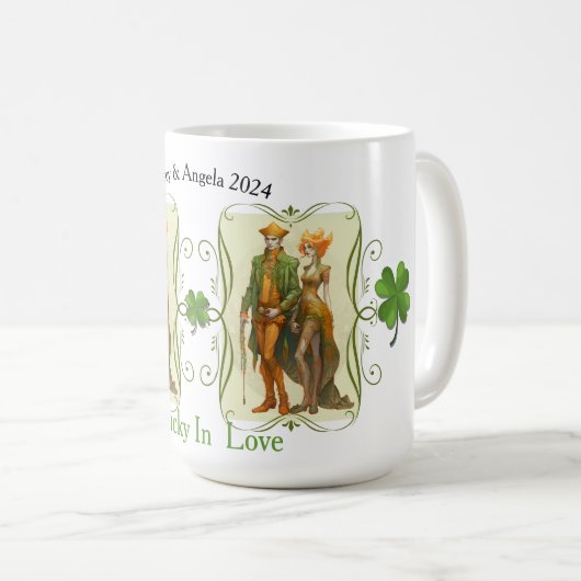 Elven Couple St. Patrick's Day Tasse (VorderseiteRechts)