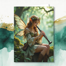 Elven Fairy with Clarinet | Magical Birthday Karte