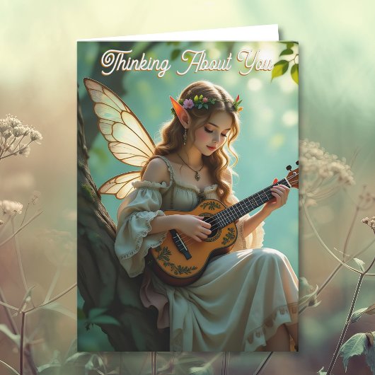 Elven Fairy with Ukulele | Thinking About You Karte