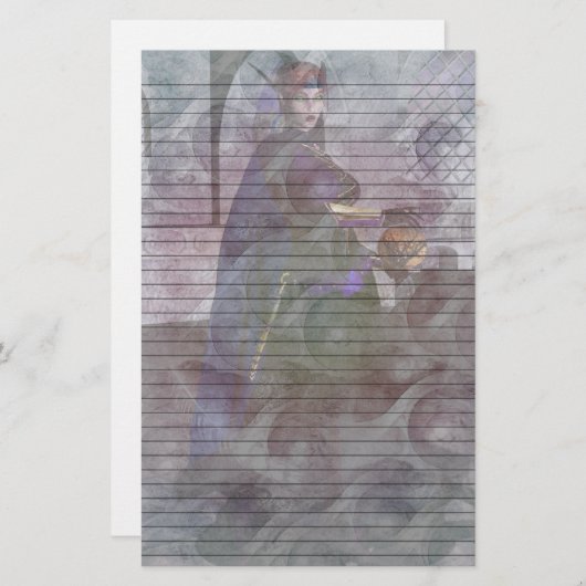 Elven Fantasy Stationierung mit/ Optionale Linien Briefpapier (Vorne/Hinten)