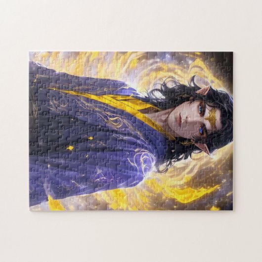 Elven Fire Magic Fantasy Art Puzzle (Horizontal)