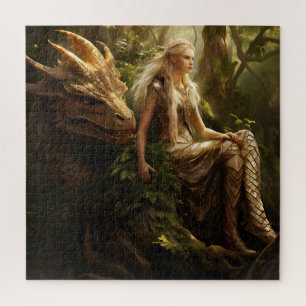 Elven Forest Queen mit ihrem Dragon Puzzle