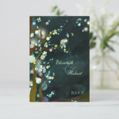 Elven Forest Trees Rustic Wedding RSVP Karte (Stehend Vorderseite)