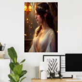 Elven Princess in White Lace Dress Poster (Heimbüro)