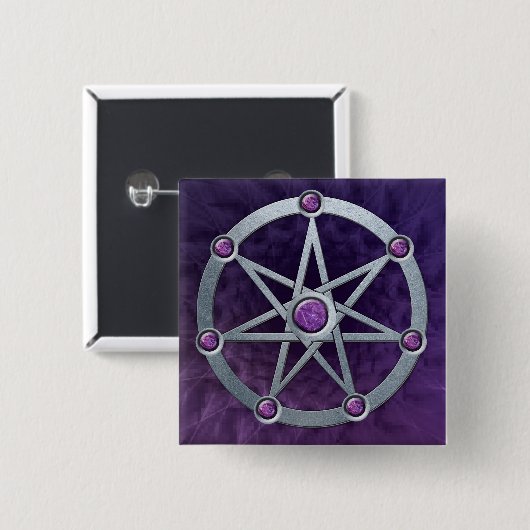 Elven Stern Silber geprägt mit Amethyst Button (Vorne & Hinten)