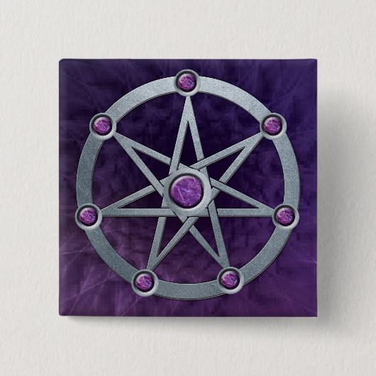 Elven Stern Silber geprägt mit Amethyst Button (Vorderseite)