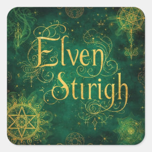 Elven Stirigh – Sigils in Green Quadratischer Aufkleber