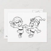 Elves Christmas Tancing Feiertagspostkarte (Vorne/Hinten)