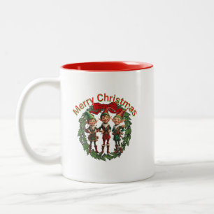 Elves Frohe Weihnachts-Kaffee-Cup Zweifarbige Tasse