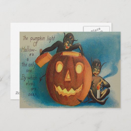 Elves Goblins Candle Jack O' Lantern Pumpkin Postkarte (Vorne/Hinten)