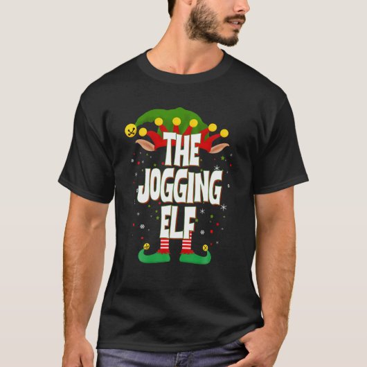 Elves Group Der Joggen Elf Weihnachten T-Shirt (Vorderseite)